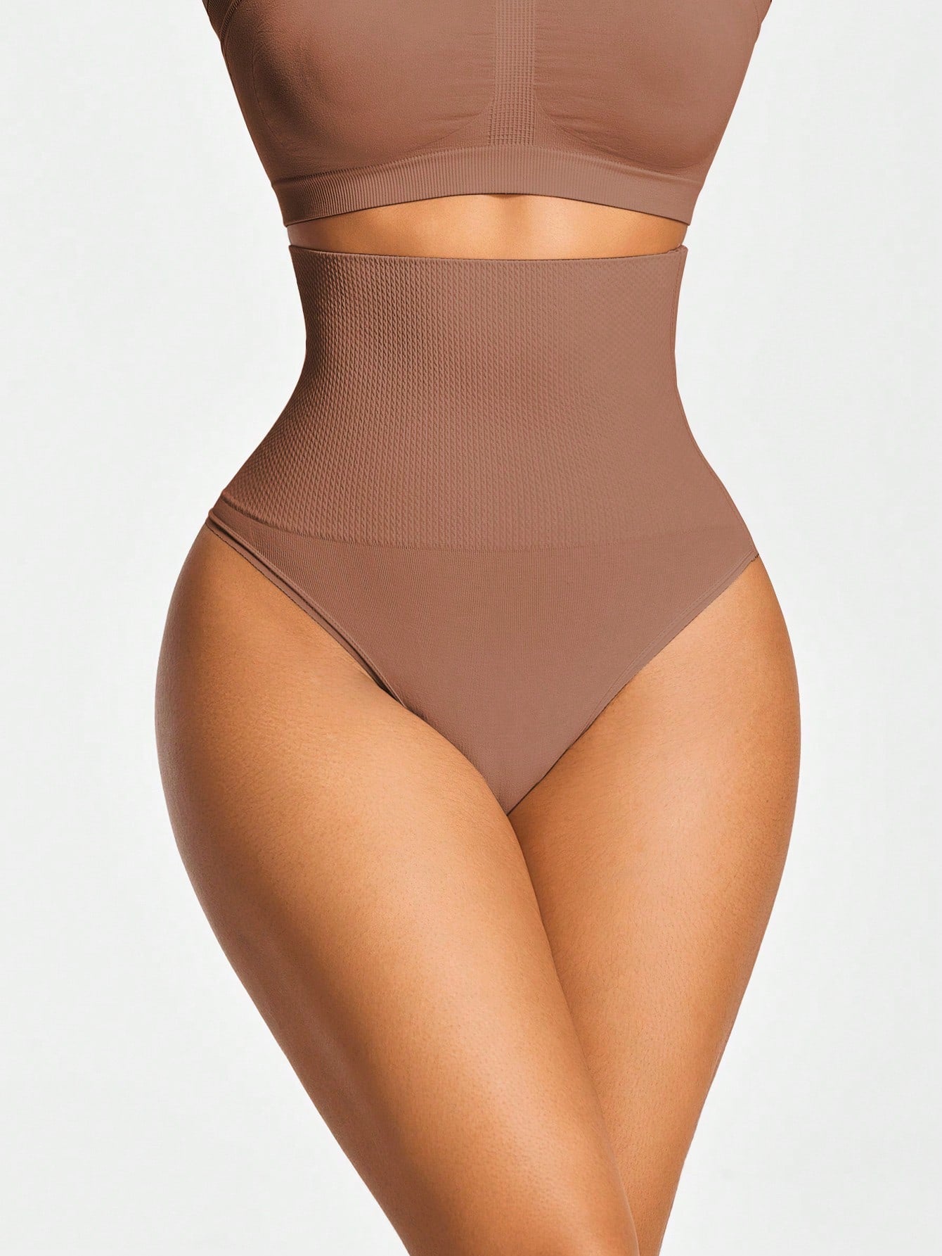 SHEIN SHAPORA Women's High Waist Side Button Shaping Thong Panty