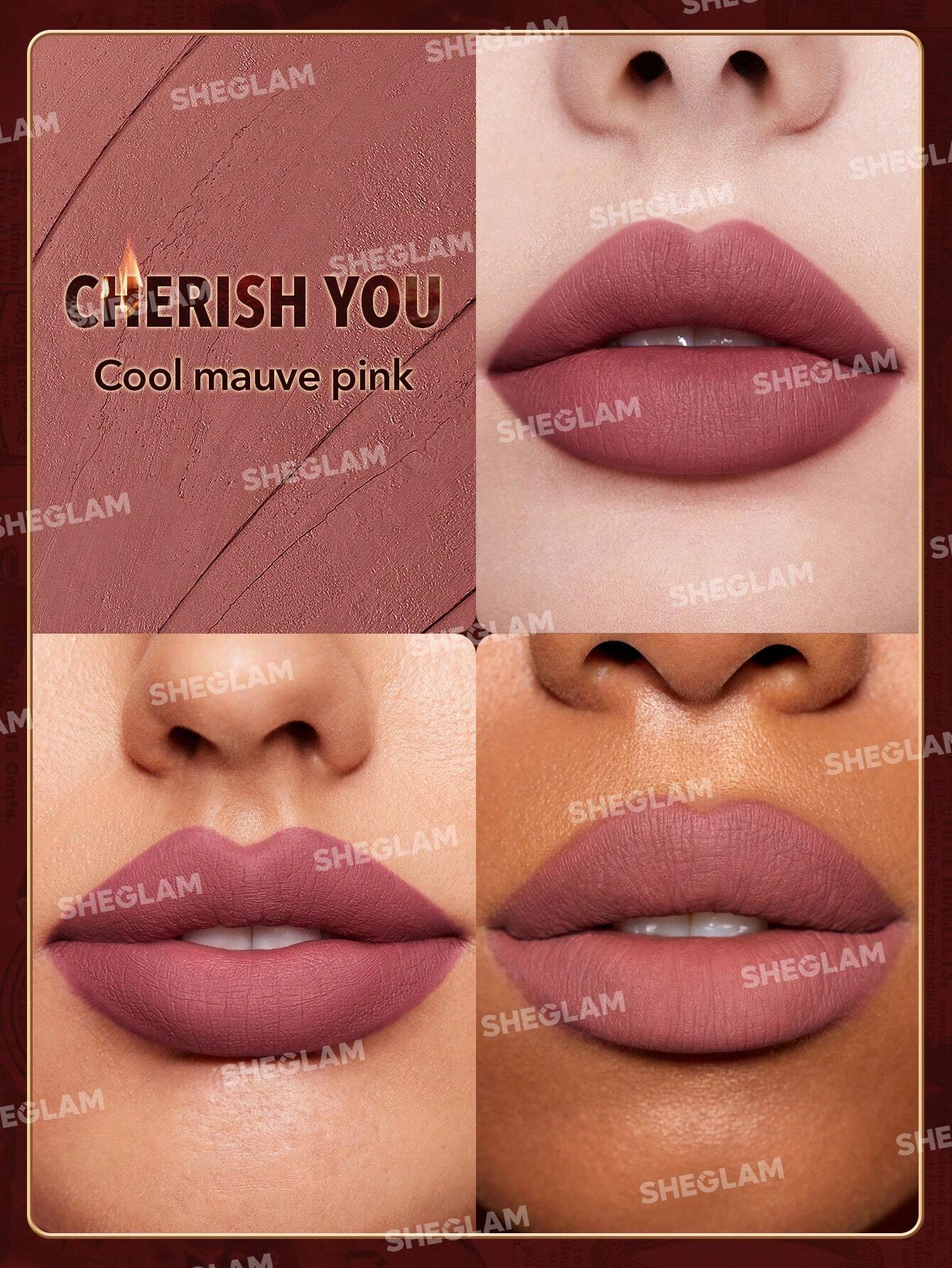  | SHEGLAM Dynamatte Boom Long-Lasting Matte Lipstick (Ember Rose Ver.)-Cherish You Valentines Gift Pink Lipstick Lightweight Color Non-Transfer Creamy-Matte Lip Makeup | Brush | SheGlam | OneHub