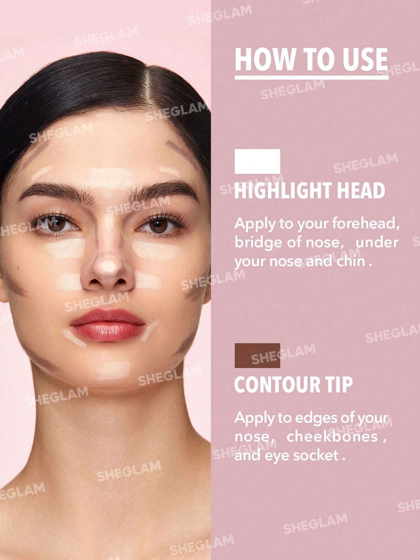 SHEGLAM Fine Line 2-In-1 Nose Contour & Highlight Pen-Umber 2-Color Contour Stick Non-Greasy Long Lasting Natural Highlighter Dual-Use Multi-Use Sculpt Smoothes Fine Lines Creamy