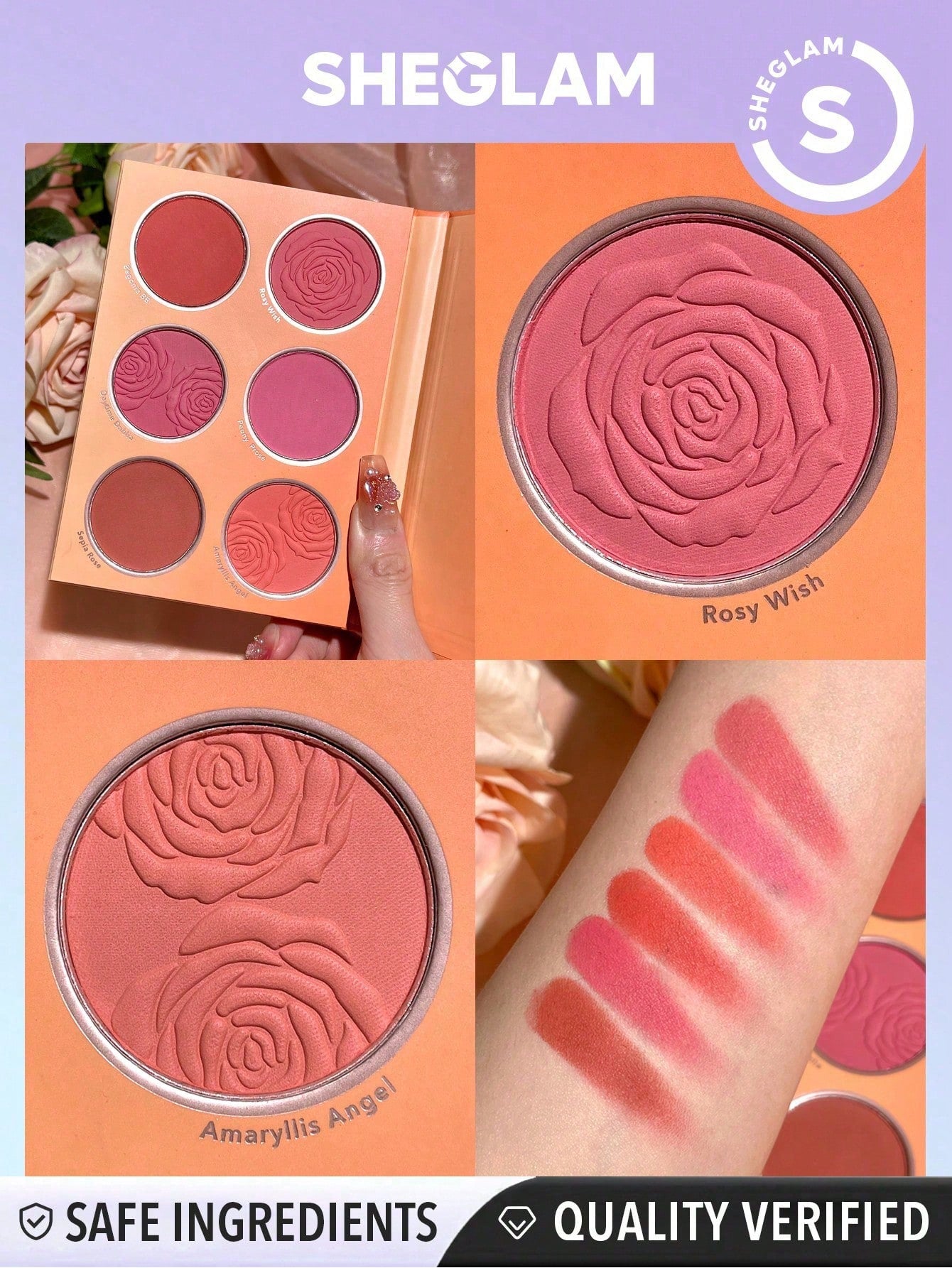  | SHEIN SHEGLAM Floral Flush Blush Palette | Brush | SheGlam | OneHub
