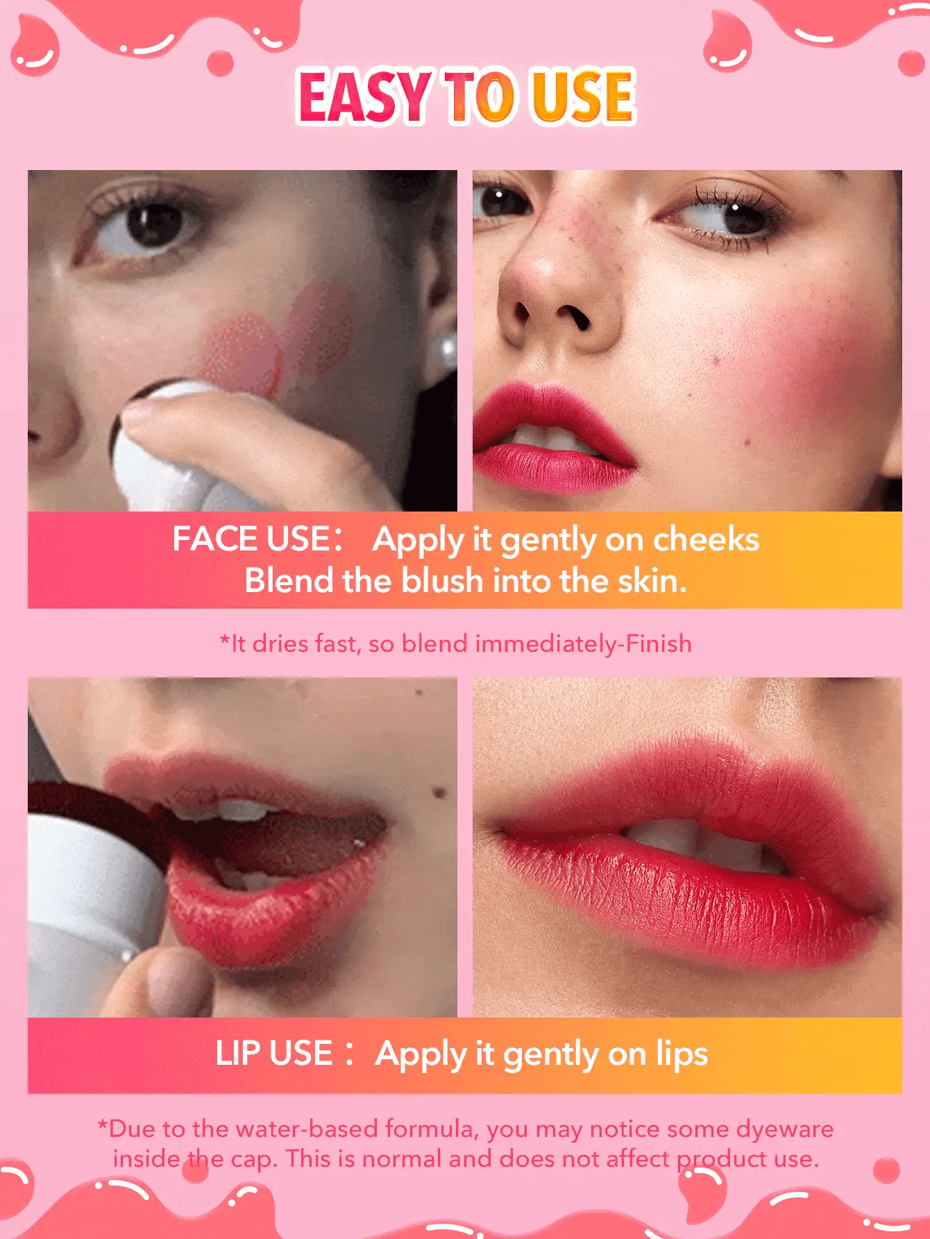  | SHEGLAM Jelly-Licious Hydrating Lip & Blush Tint-Howdy 4 Colors Watery Blush Stick Long Lasting Pigment Dual-Use Natural Pigment Jelly Texture Face Makeup | Makeup | SheGlam | OneHub