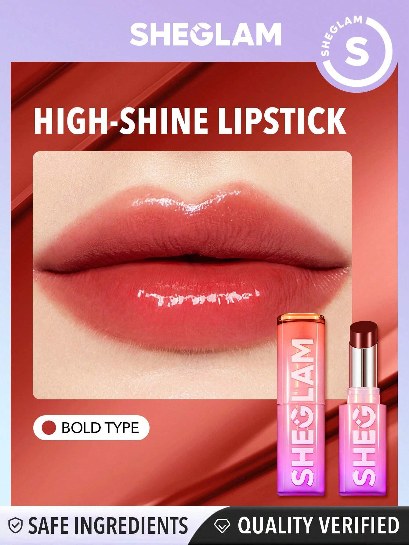  | SHEGLAM Mirror Kiss High-Shine Lipstick-Bold Type 12 Colors High Gloss Shine Glitter Lipstick Moisturizing Reduce Lip Fine Lines Lip Balm Lip Makeup | Makeup | SheGlam | OneHub