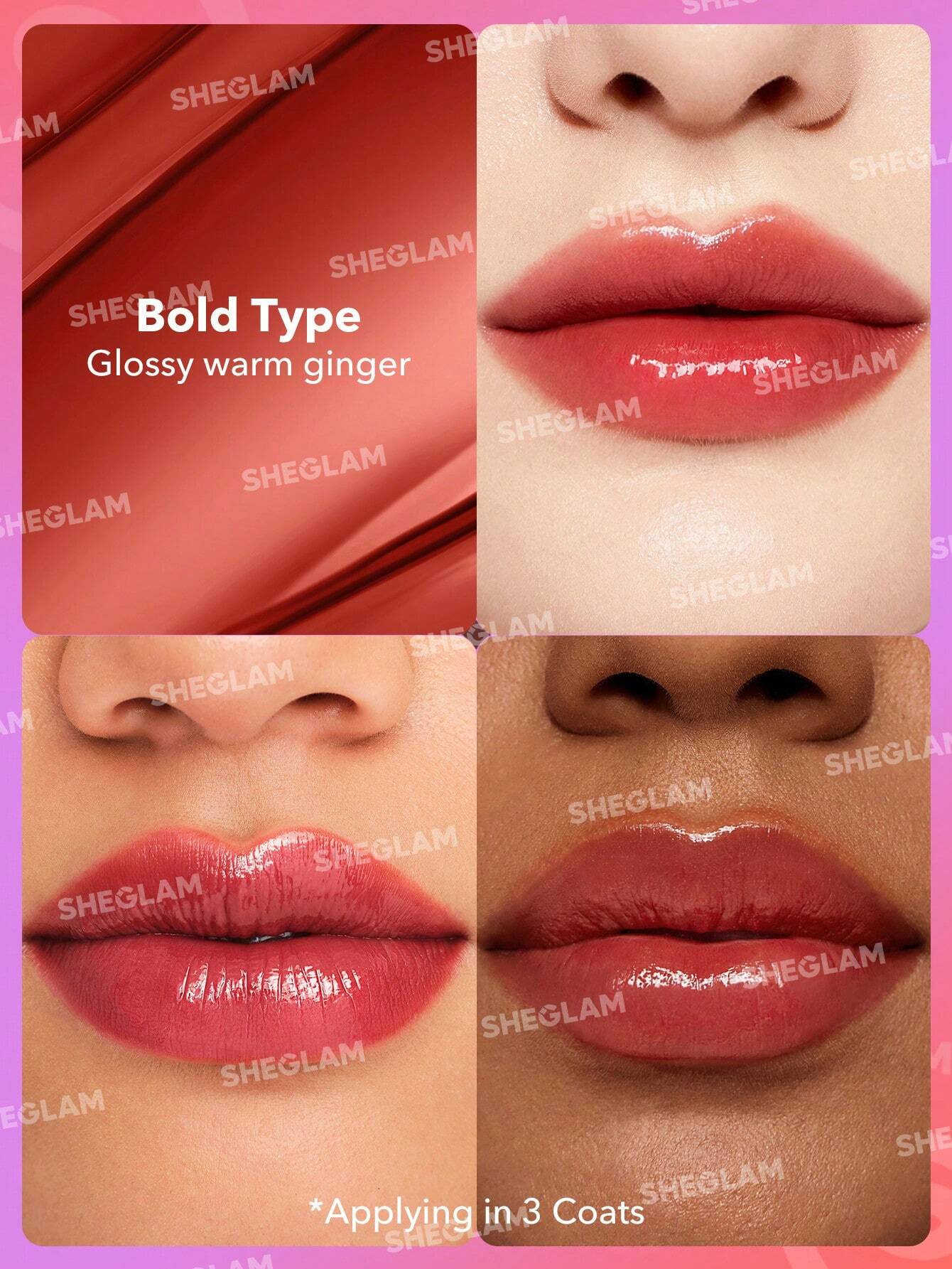  | SHEGLAM Mirror Kiss High-Shine Lipstick-Bold Type 12 Colors High Gloss Shine Glitter Lipstick Moisturizing Reduce Lip Fine Lines Lip Balm Lip Makeup | Makeup | SheGlam | OneHub