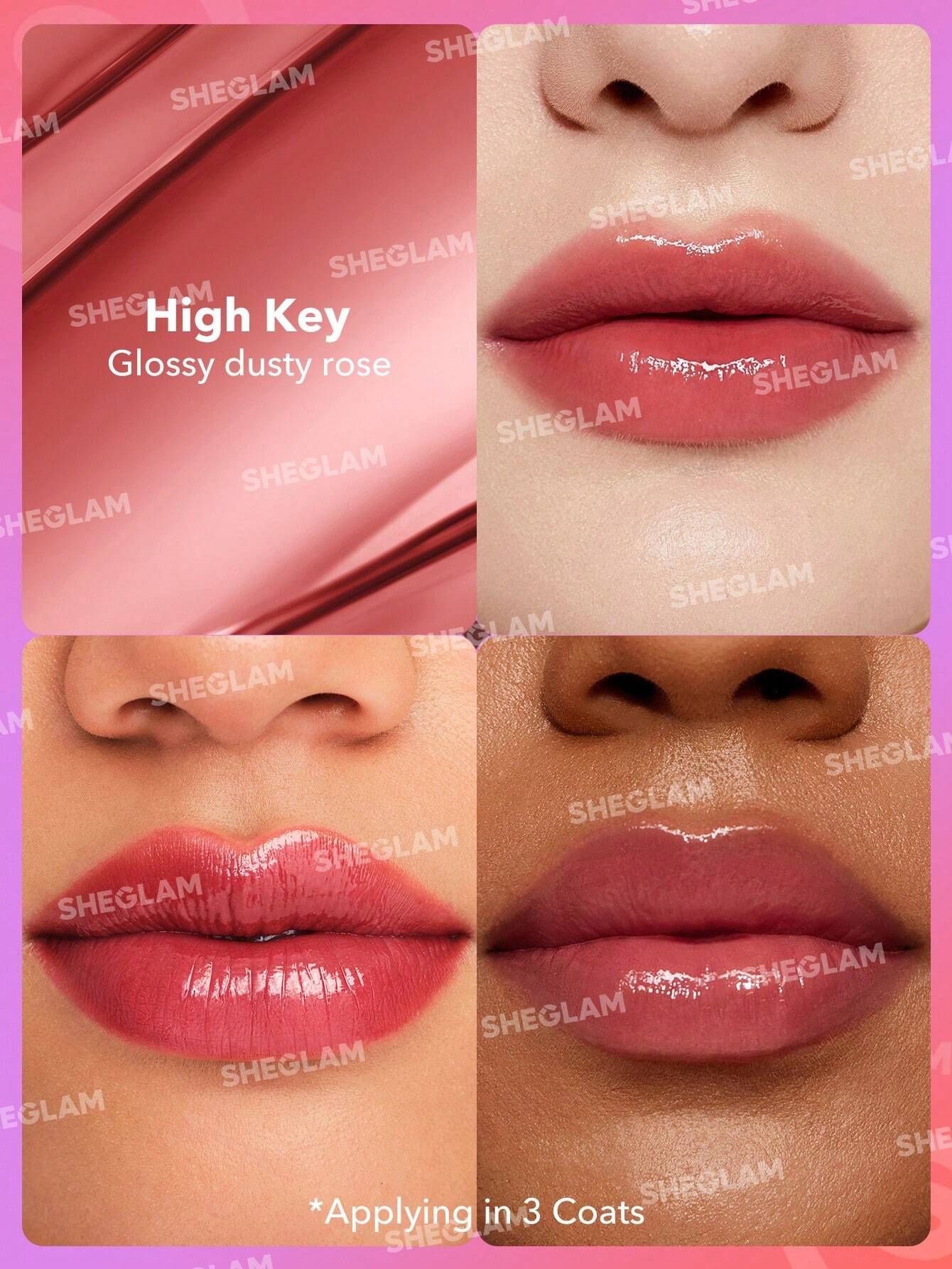  | SHEGLAM Mirror Kiss High-Shine Lipstick-High Key 12 Colors High Gloss Shine Glitter Lipstick Moisturizing Reduce Lip Fine Lines Lip Balm Lip Makeup | Makeup | SheGlam | OneHub