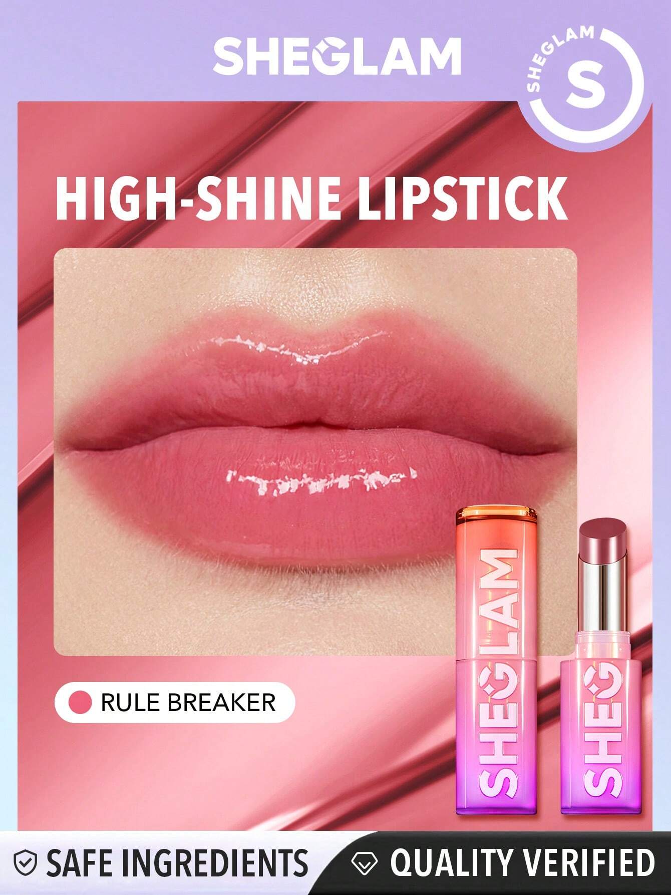  | SHEGLAM Mirror Kiss High-Shine Lipstick-Rule Breaker 12 Colors High Gloss Shine Glitter Lipstick Moisturizing Reduce Lip Fine Lines Lip Balm Lip Makeup | Makeup | SheGlam | OneHub