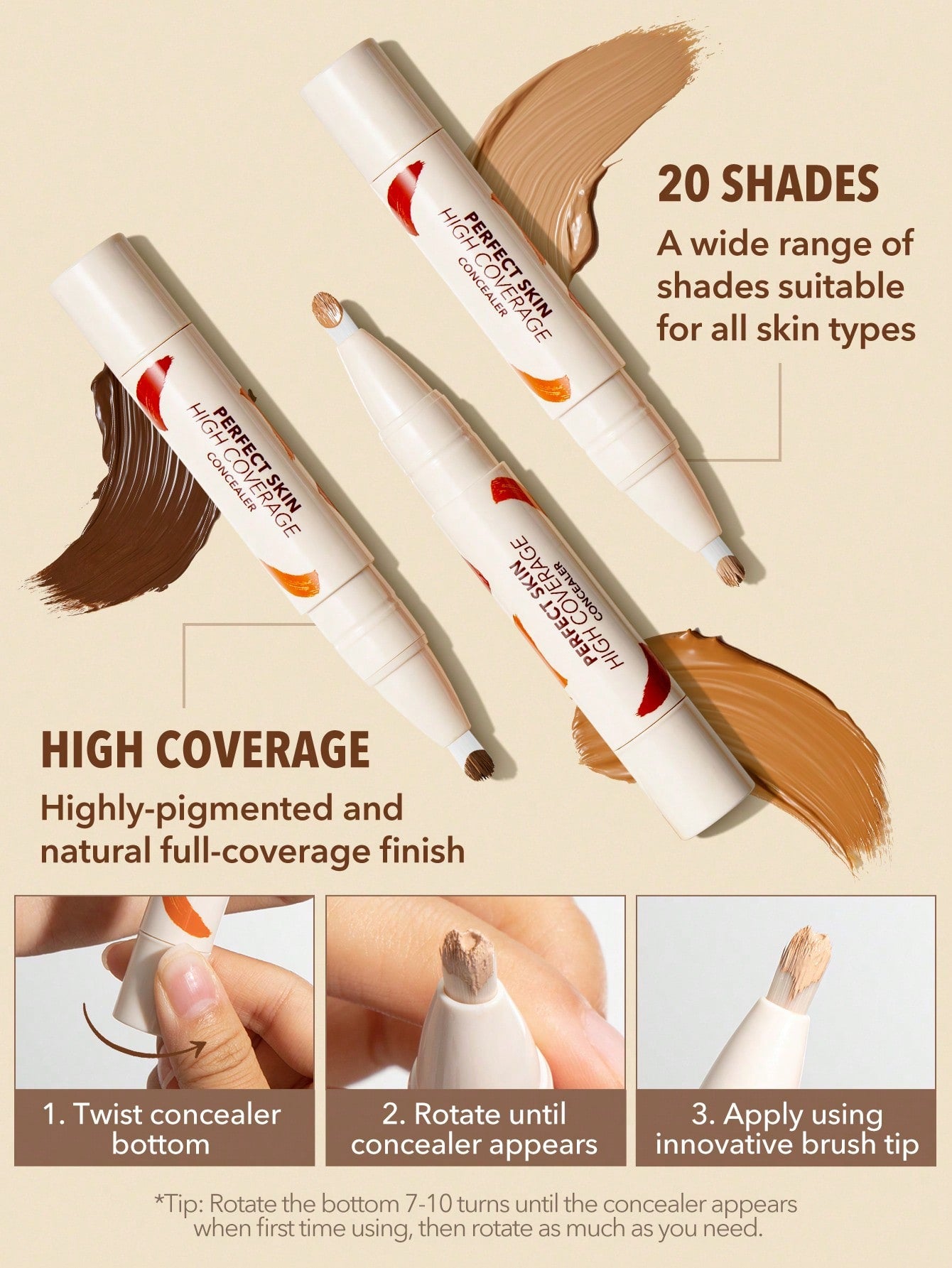  | SHEIN SHEGLAM Perfect Skin High Coverage Concealer | Brush | SheGlam | OneHub