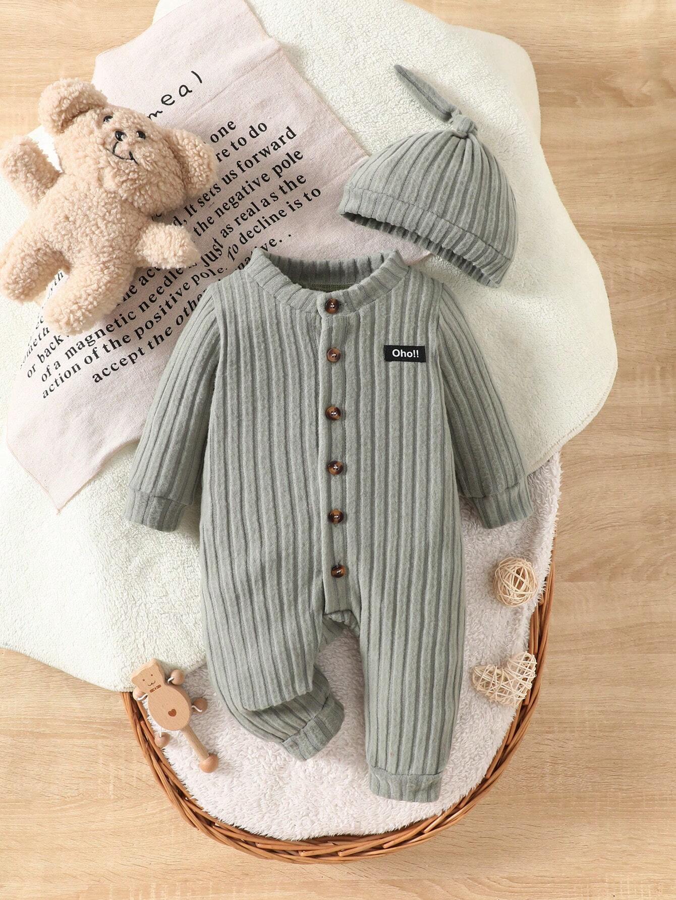  | SHEIN 1pc Baby Boys' Solid Color Fleece Jumpsuit, Soft And Cozy Casual Style Suitable For Autumn Winter Outdoor Play Holiday Daily Home Travel Clothes | Dress | Shein | OneHub