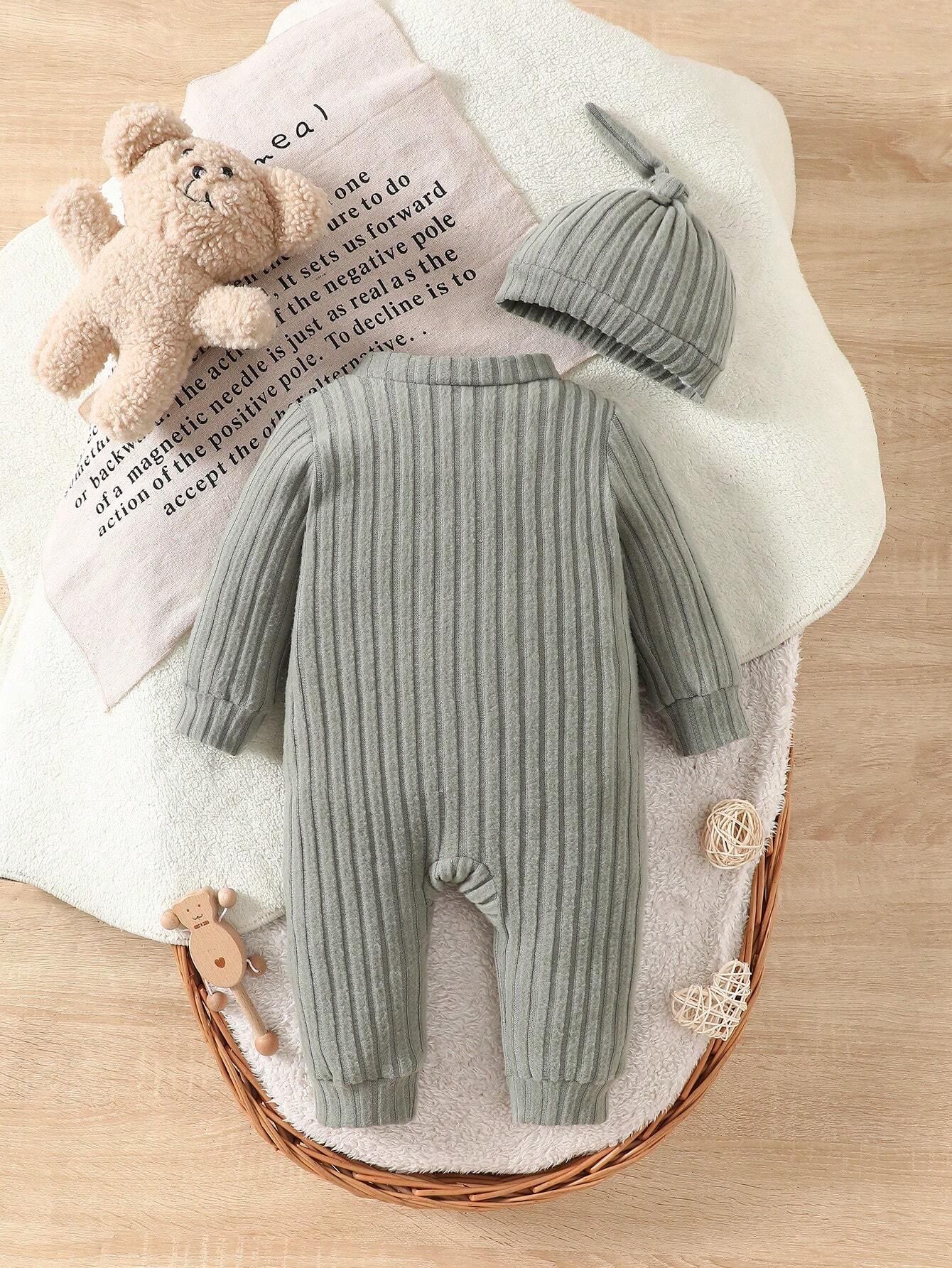  | SHEIN 1pc Baby Boys' Solid Color Fleece Jumpsuit, Soft And Cozy Casual Style Suitable For Autumn Winter Outdoor Play Holiday Daily Home Travel Clothes | Dress | Shein | OneHub