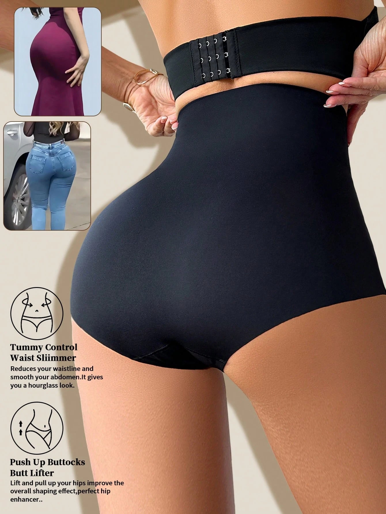 SHEIN 1pc Women High Waist Shapewear Shorts, Firm Control Waist Cincher, Sexy Mesh Butt Lifter Shaping Pants
