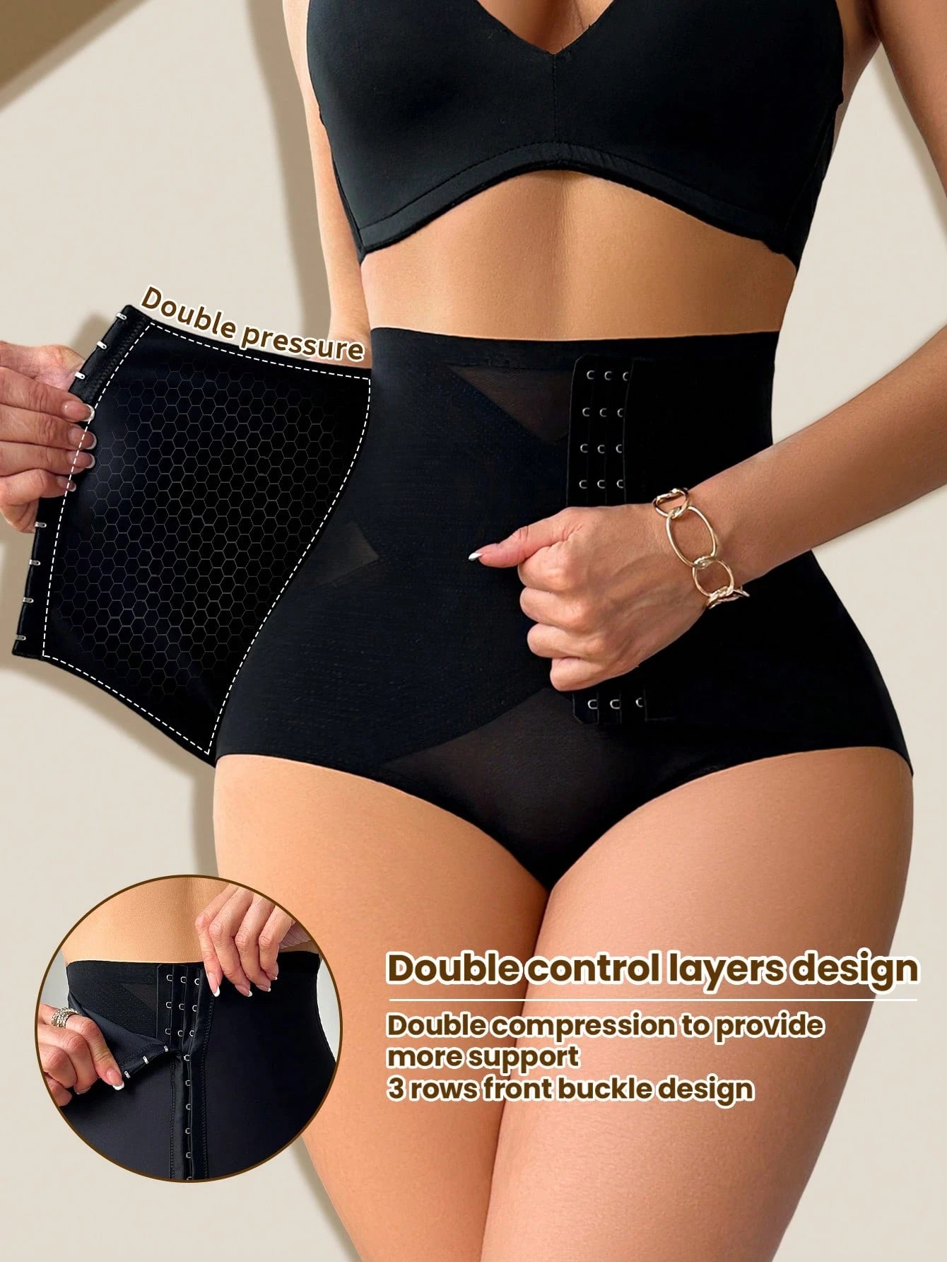 SHEIN 1pc Women High Waist Shapewear Shorts, Firm Control Waist Cincher, Sexy Mesh Butt Lifter Shaping Pants