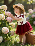  | SHEIN 2pcs/Set Baby Girls' Apricot Knit Short Sleeve Top Decorated With Multiple White Bows | Dress | Shein | OneHub
