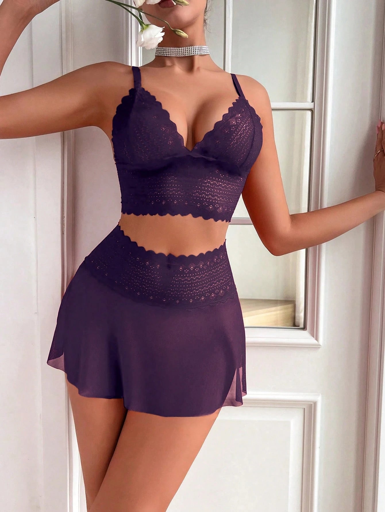  | SHEIN 2pcs/Set Women Lace & Mesh Wireless Lingerie Dress Set For Going Out | Night Dress | Shein | OneHub