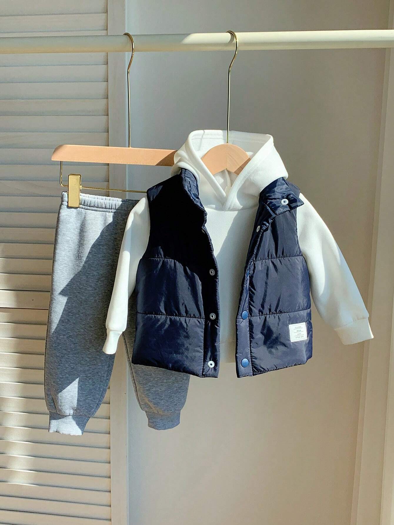  | SHEIN 3pcs/Set Baby Boy Casual Cute Knit Long Sleeve Hoodie Sweatshirt, Elastic Waist Jog Pants & Fleece Vest Outfit | Dress | Shein | OneHub