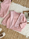 SHEIN 3pcs Baby Girl Infant Toddler Newborn 0-3 Years Old Autumn/Winter Fashion Versatile Outfits Set: Detachable Shawl + Long Sleeve Crew Neck Sweatshirt + Pants Fall