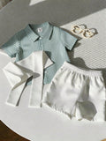 SHEIN 3pcs/Set Baby Boy Comfortable Casual Versatile Daily Fashion Minimalist Style Multiple Colors Short Shirt Top