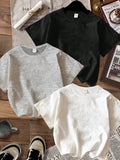 SHEIN 3pcs/Set Baby Boy Retro Car Graphic T-Shirts,White And Red,Summer,Street Life Casual Graphic Street Fashion,Carrer Day,Back-To-School Y2K Loose Tops