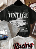 SHEIN 3pcs/Set Baby Boy Retro Car Graphic T-Shirts,White And Red,Summer,Street Life Casual Graphic Street Fashion,Carrer Day,Back-To-School Y2K Loose Tops