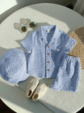 SHEIN 3pcs/Set Unisex Baby Boy/Girl Cute Green Striped Short Sleeve Shirt Outfit, Spring/Summer Baby Clothes, Easter Outfit