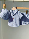 SHEIN 3pcs/Set Unisex Baby Boy/Girl Cute Green Striped Short Sleeve Shirt Outfit, Spring/Summer Baby Clothes, Easter Outfit