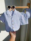 SHEIN 3pcs/Set Unisex Baby Boy/Girl Cute Green Striped Short Sleeve Shirt Outfit, Spring/Summer Baby Clothes, Easter Outfit