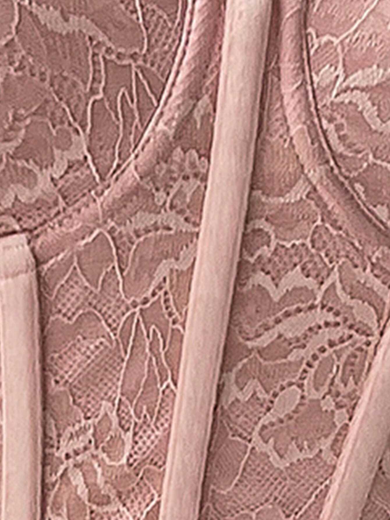  | SHEIN Allurite Women Fashionable Mesh & Lace Splice Off Shoulder Structured Top With Fishbone Shaping And Press Line For Summer | Sweater | Shein | OneHub