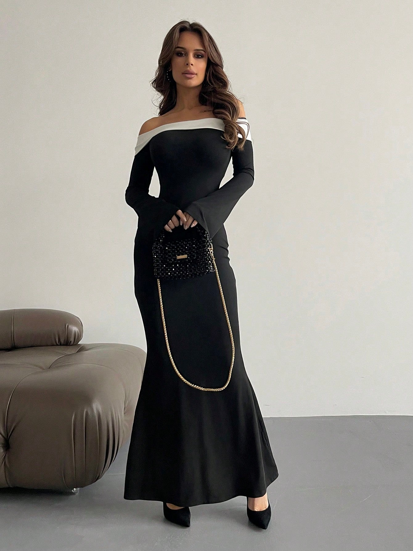 long black dress bell sleeves Amazon.com: Womens Elegant Satin Party Dress Bell Long Sleeve Cocktail Maxi Dress High Waist Formal Party Evening Gowns Black : Clothing, Shoes & Jewelry