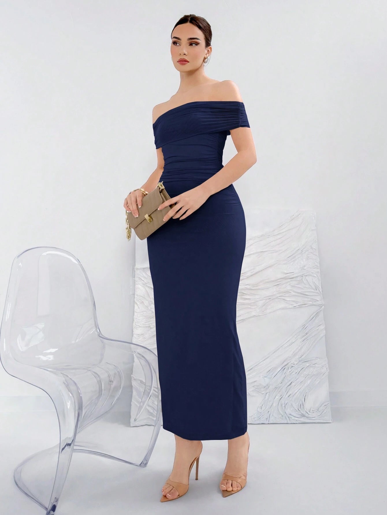  | SHEIN Aloruh Solid Color Off-Shoulder Knitted Elegant Summer Dress | Dress | Shein | OneHub