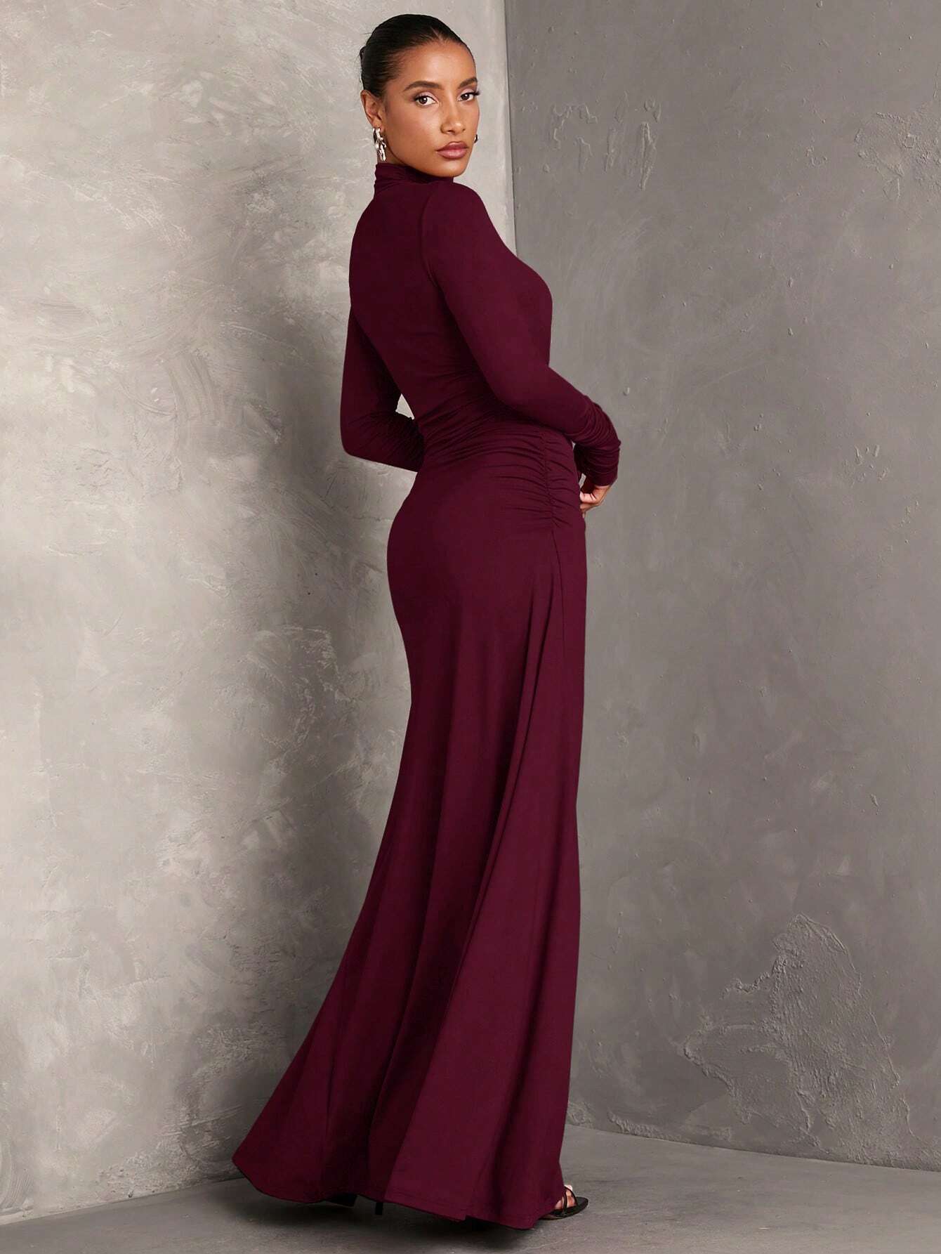  | SHEIN BAE 1pc Women Plain Stand Collar Long Sleeve Long Casual Dress, Everyday Wear | Dress | Shein | OneHub