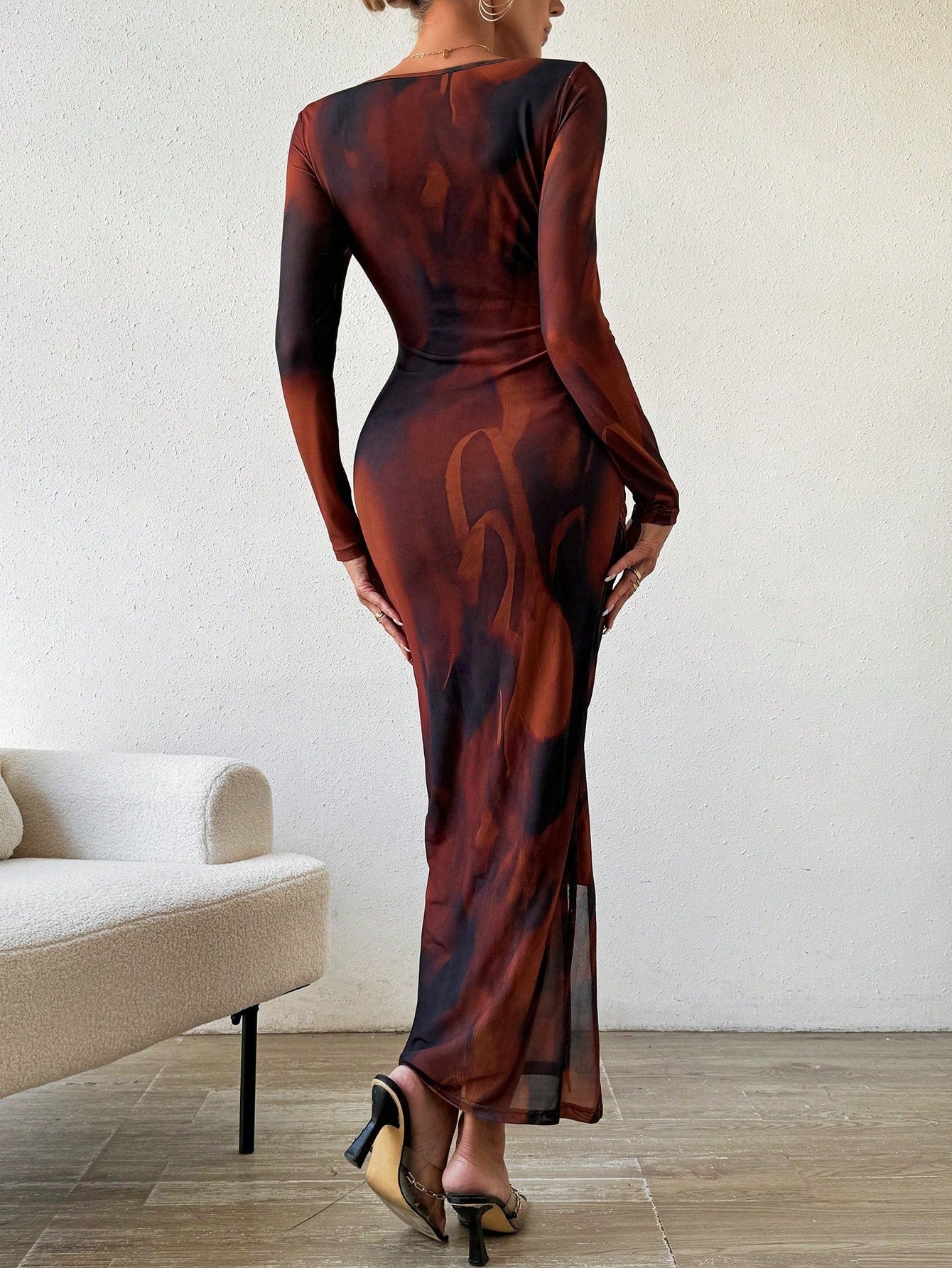  | SHEIN BAE Allover Print Ruched Split Thigh Dress | Dress | Shein | OneHub