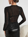  | SHEIN BAE Glitter Sheer Mesh Top Without Bra | Blouse | Shein | OneHub