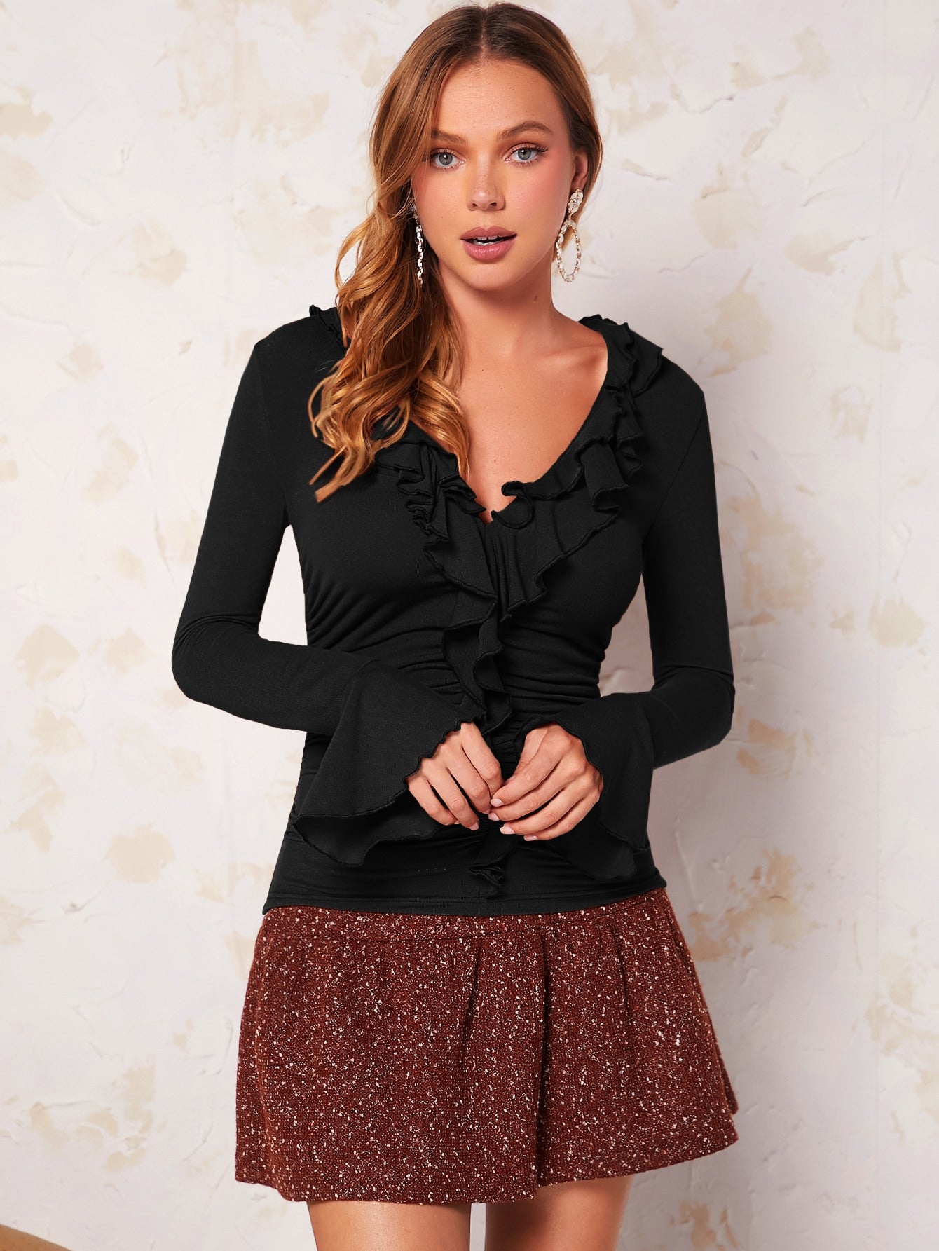  | SHEIN BAE Ruffle Trim Flounce Sleeve Tee | T-shirt | Shein | OneHub