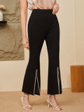  | SHEIN BIZwear Contrast Trim Split Hem Flare Leg Pants | Pants | Shein | OneHub