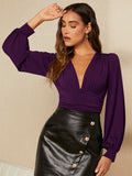  | SHEIN BIZwear Ruched Lantern Sleeve Bodysuit Workwear | Bodysuit | Shein | OneHub