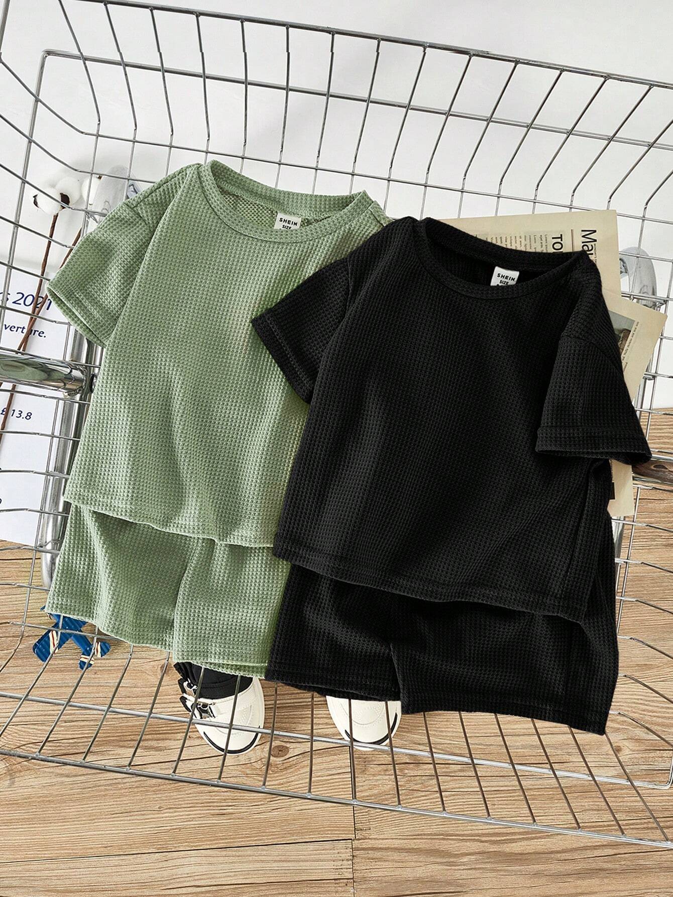  | SHEIN Baby Boy Baby Girl Solid Color Round Neck Oversized Sweater Top And Casual Shorts 4pcs/Set | Dress | Shein | OneHub