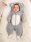  | SHEIN Baby Boy Colorblock 3D Ear Design Hooded Plush Sleep Jumpsuit | Dress | Shein | OneHub