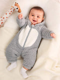  | SHEIN Baby Boy Colorblock 3D Ear Design Hooded Plush Sleep Jumpsuit | Dress | Shein | OneHub