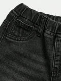 SHEIN Baby Boy Pocket Elastic Waist Casual Everyday Wear Wide Leg Jeans