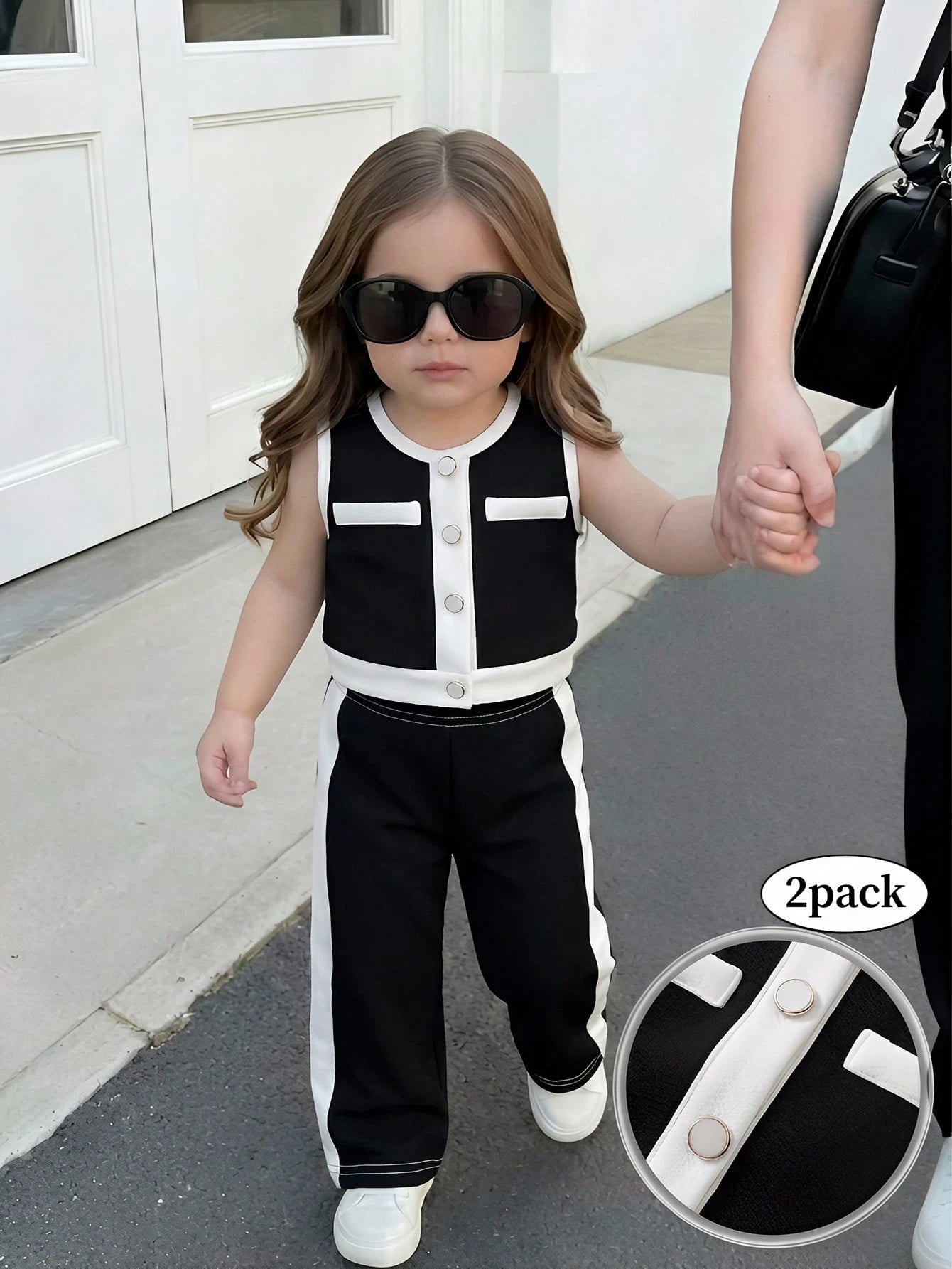  | SHEIN Baby Girl Contrast Color Button Design Casual Vest And Pants Set | Dress | Shein | OneHub