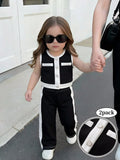  | SHEIN Baby Girl Contrast Color Button Design Casual Vest And Pants Set | Dress | Shein | OneHub