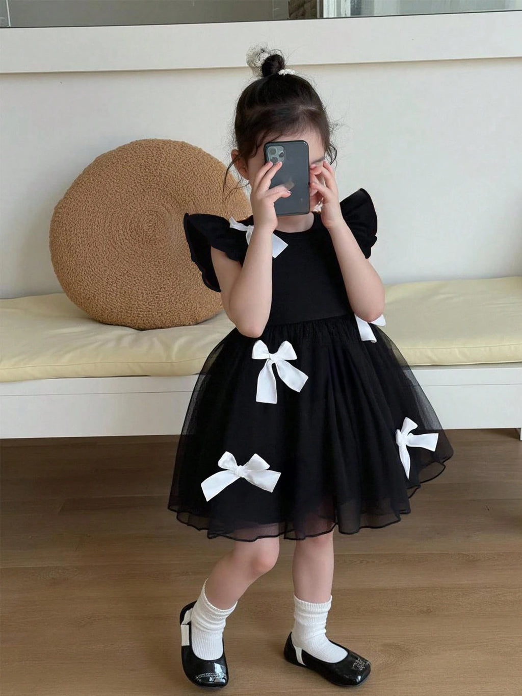 shein black and white dress SHEIN Baby Girl Elegant Sweet Casual Black & White Dress For Spring/Su | Dress