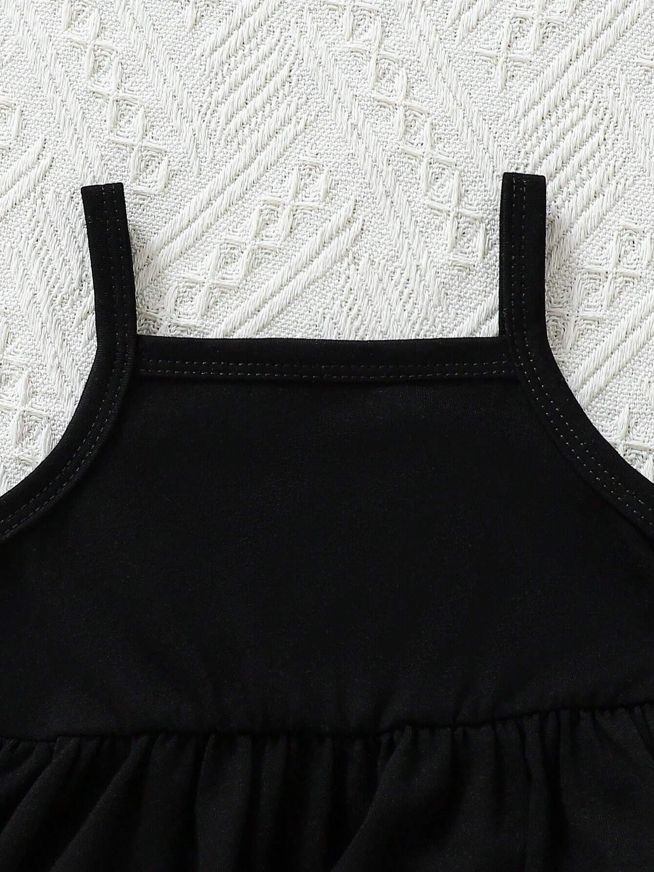 SHEIN Baby Girls' Casual & Versatile 2-Piece Set For Vacation And Travel