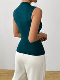  | SHEIN Clasi 1pc Women Elegant Asymmetrical Neck Metal Decor Solid Color Tank Top | Top | Shein | OneHub