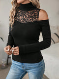  | SHEIN Clasi Contrast Lace Cold Shoulder Sweater | Sweater | Shein | OneHub
