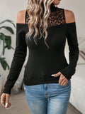  | SHEIN Clasi Contrast Lace Cold Shoulder Sweater | Sweater | Shein | OneHub