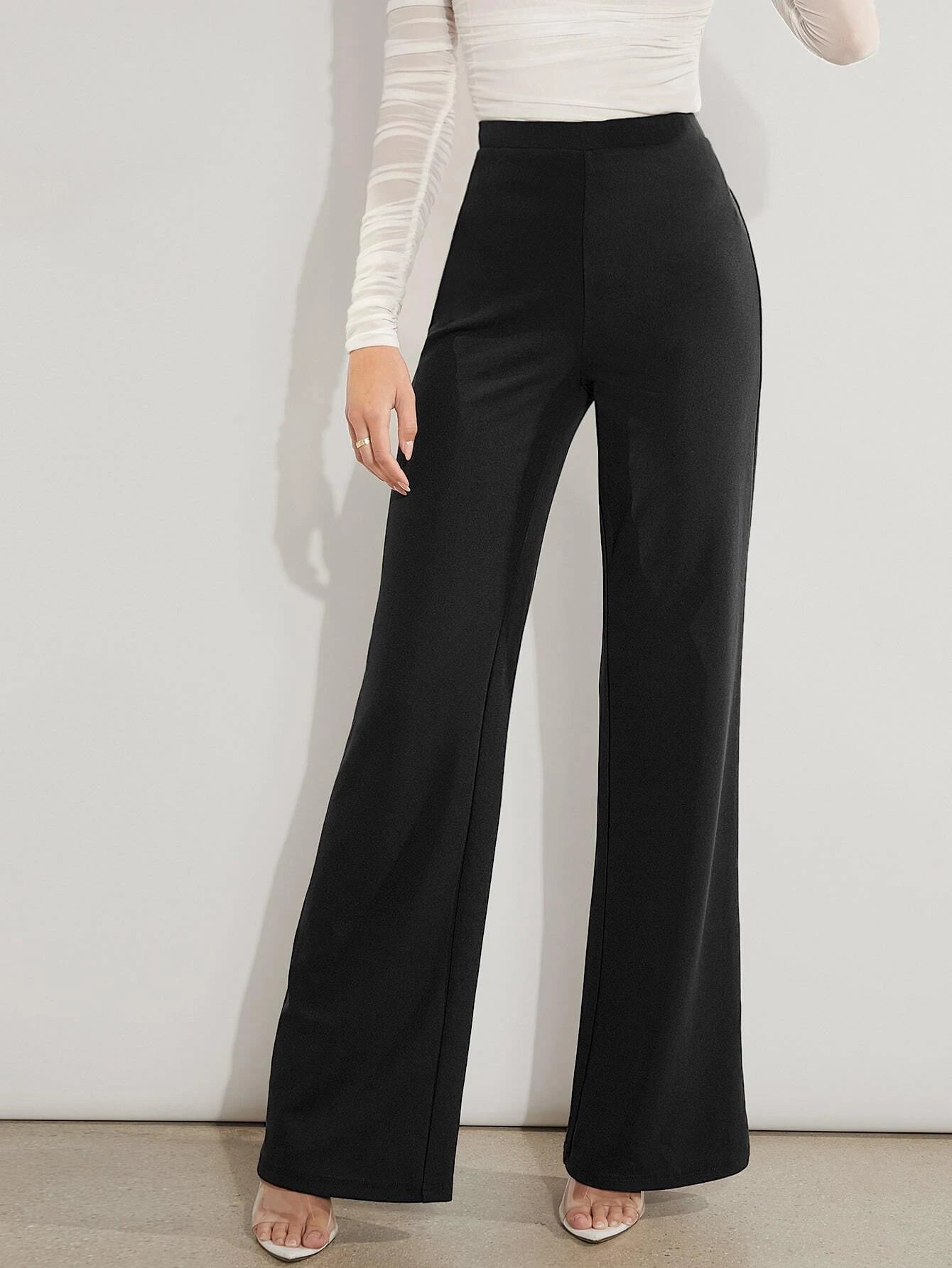  | SHEIN Clasi Solid High Waist Wide Leg Pants Bootcut Wide Leg Pants Dress Pants | Pants | Shein | OneHub