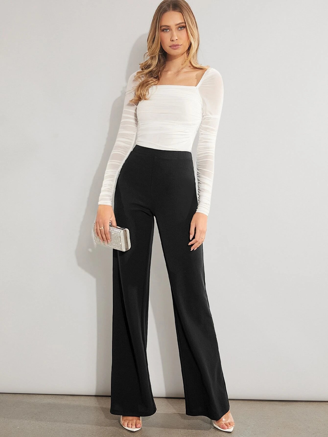  | SHEIN Clasi Solid High Waist Wide Leg Pants Bootcut Wide Leg Pants Dress Pants | Pants | Shein | OneHub