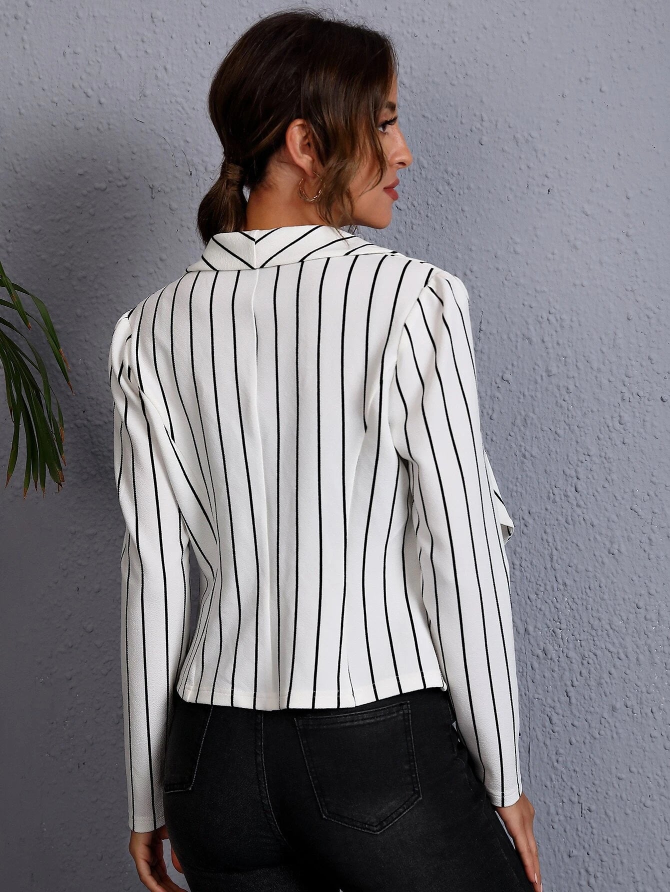  | SHEIN Clasi Striped Shawl Collar Open Front Blazer | Blazer | Shein | OneHub