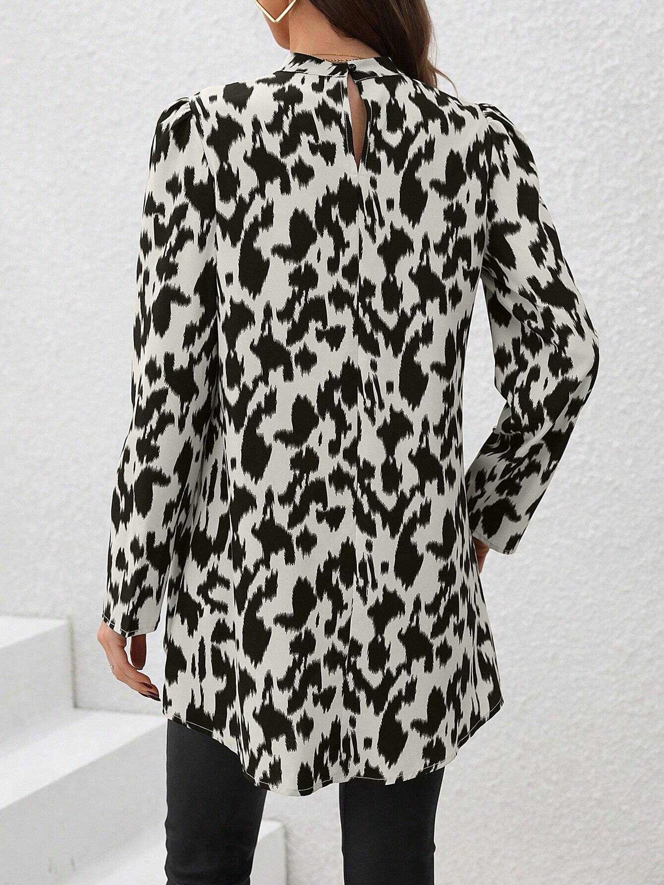  | SHEIN Clasi Women's Full Print Stand Collar Asymmetrical Hem Shirt | Dress | Shein | OneHub