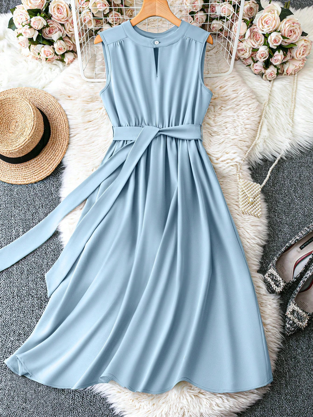 casual midi shein dresses new arrivals Clasi Women's Solid Color Keyhole Neck Sleeveless Dr | Dress Metallic Tube Dress Color:Ivory/Navy and at our local Beautiful Indian Embroidery on
