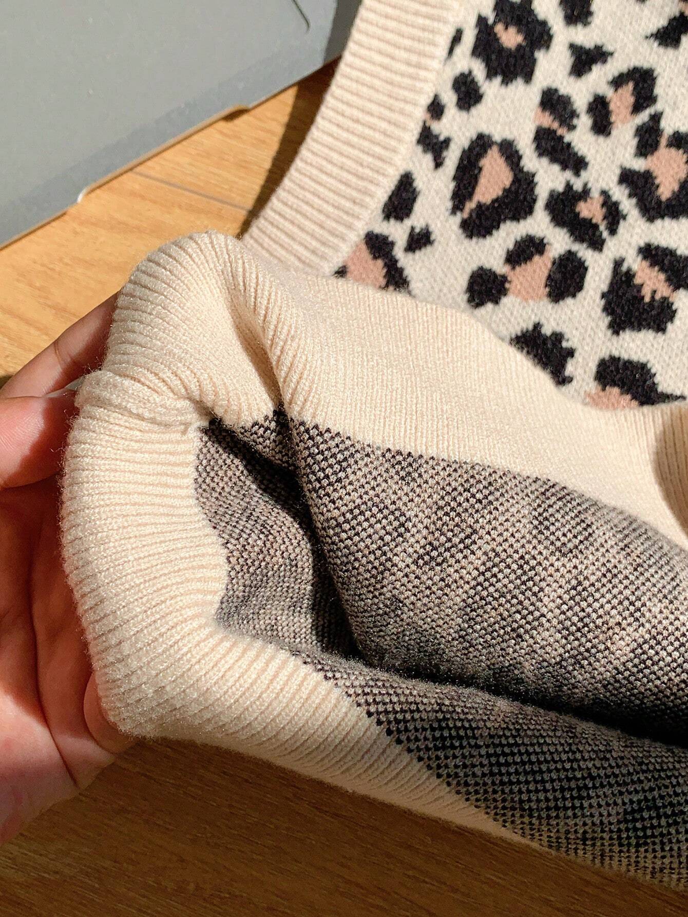  | SHEIN Comfortcana Casual Leopard Jacquard Women's Knitwear Top | Top | Shein | OneHub